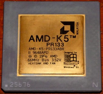 AMD K5 PR133 CPU (AMD-K5-PR133ABR) 66MHz Bus, 3.52V (Goldcap) Malaysia 1996